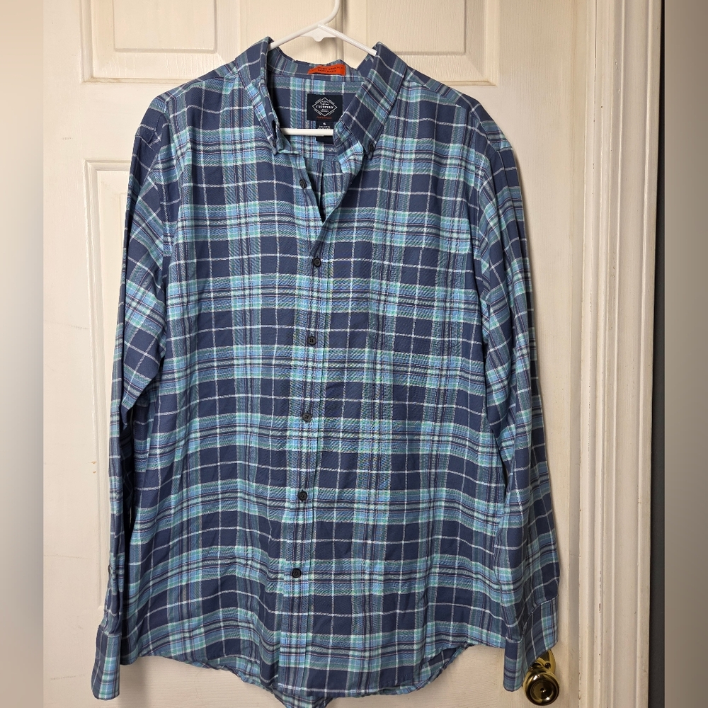 St John's Bay Blue Plaid Shirt, Size XLG